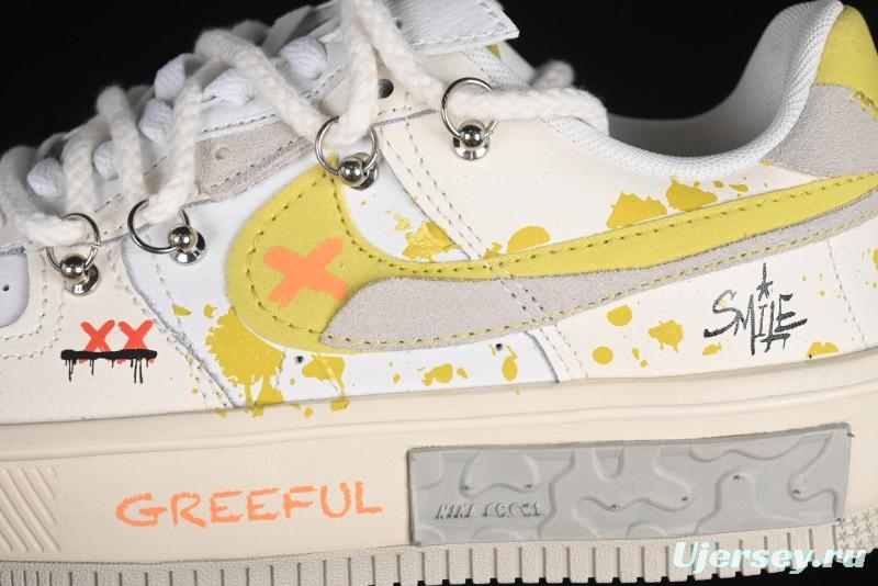 Nike Air Force 1 Fontanka Custom Graffiti Low-Top Casual Sneakers with Deconstructed Dual Laces - DV6984-001