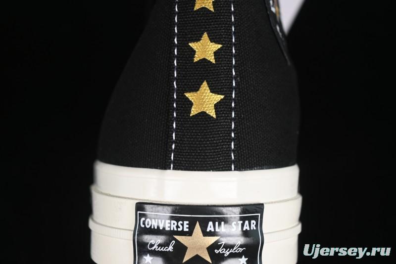 Converse Chuck 1970s High-Top Sneakers with Gold Star Accents and Classic Black & White Design - A12462C