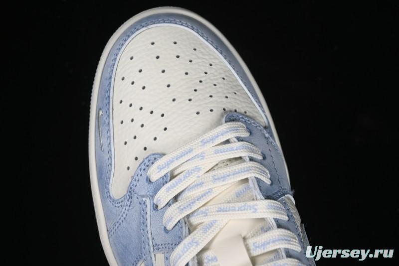 Nike Travis Scott x Fragment Design x Air Jordan 1 Low OG SP AJ1 Supreme Collaboration - Tie-Dye Blue Low-Top Casual Sneakers - CH6336-010