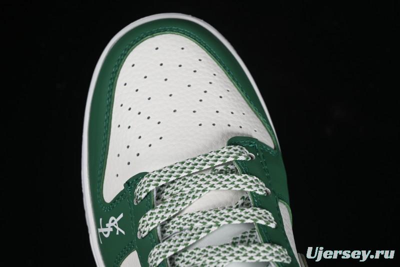 Nike SB Dunk Low Saint Laurent Series - White Green Swoosh Anniversary High-End Custom Low-Top Casual Sneakers - GF2409-170