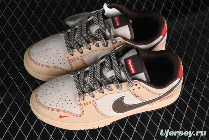 Nike SB Dunk Low SUP Collaboration - Distressed Black Swoosh Anniversary Custom Low-Top Skate Shoes - MM1089-021