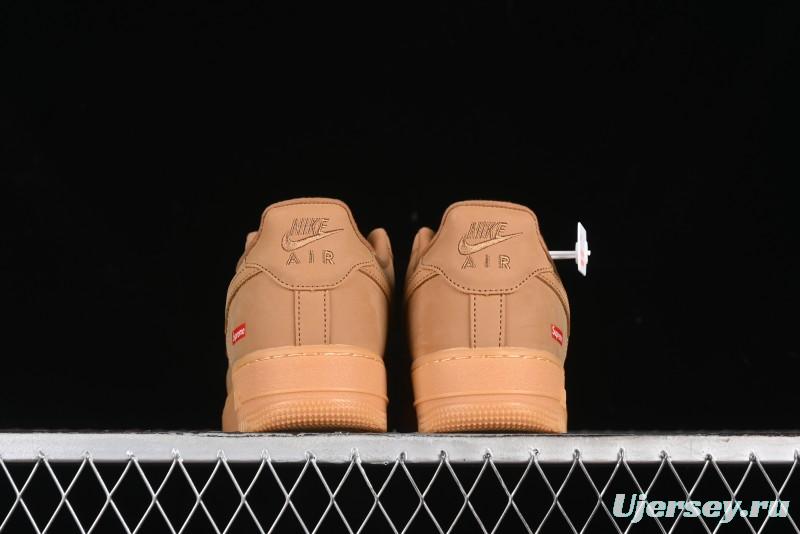 Nike Supreme x Air Force 1 Low Casual Sneakers in Wheat Suede with Full-Length Air Cushion - DN1555-200