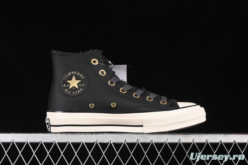 Converse Chuck 1970s Winter Waterproof Leather High-Top Sneakers with Gold Eyelets and Fleece Lining - A12444C