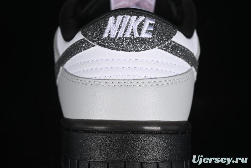 Nike Dunk Low "Glitter Swoosh" Light Silver SB Low-Top Casual Skate Shoes - HQ3462-191