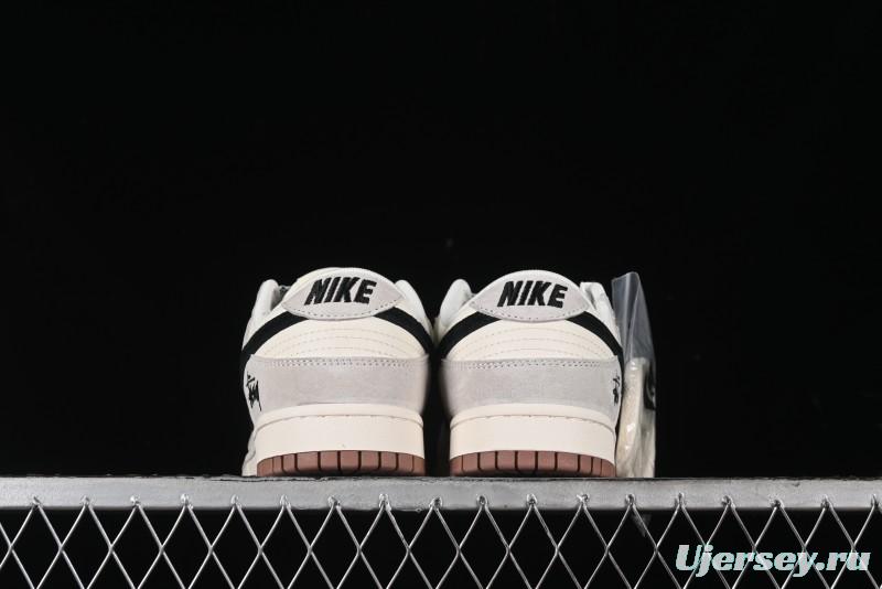 Nike SB Dunk Low Stussy Collaboration - Grey Black Checkerboard Gum Sole Anniversary Custom Low-Top Casual Skate Shoes - CF3688-031
