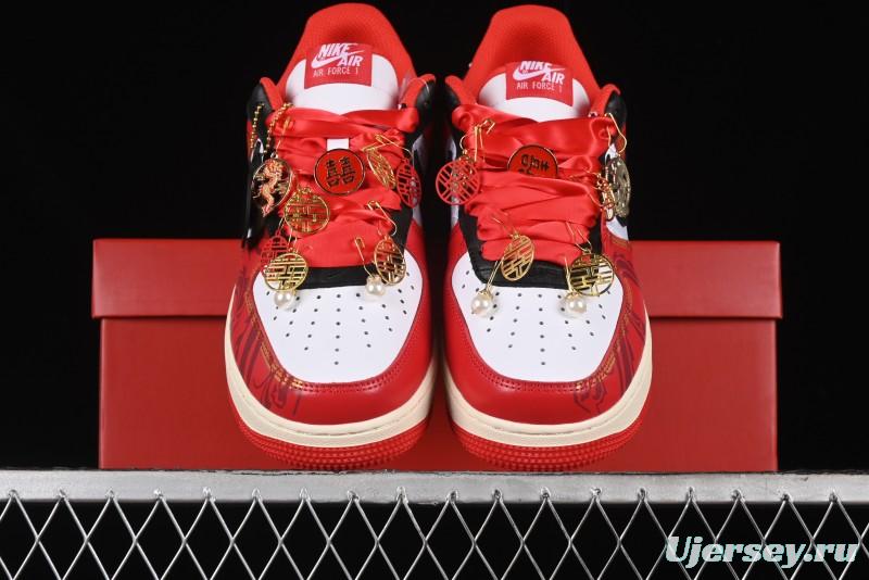 Nike Air Force 1 '07 Low Custom Wedding Sneakers with Chinese Style Elements - FN7439-133