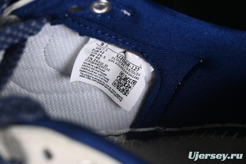 Nike Travis Scott x Fragment Design x Air Jordan 1 Low OG SP AJ1 Supreme Stussy Collaboration - Suede Blue Swoosh Low-Top Casual Sneakers - SJ2068-127