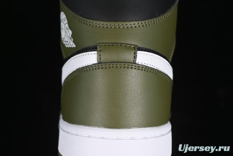 Nike Air Jordan 1 Mid AJ1 Army Green Mid-Top Casual Sneakers - DQ8426-092