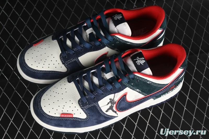 Nike SB Dunk Low Wukong Series - Beige with Navy Swoosh Anniversary Customized Low-Top Casual Skate Shoes - DJ2024-035