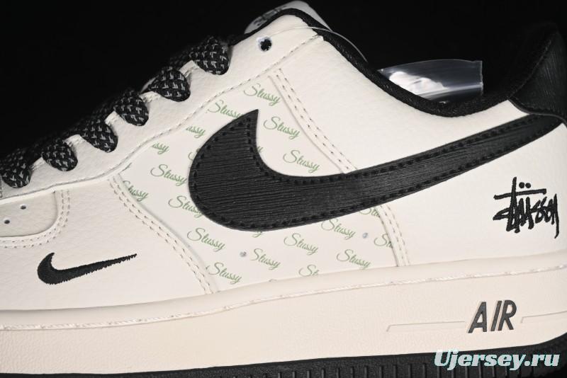 Nike Air Force 1 '07 Low Stussy Collaboration - White Black Low-Top Casual Sneakers - XZ3328-001