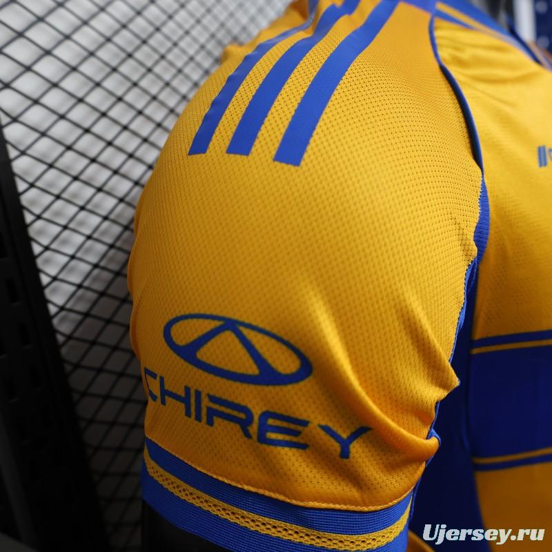 Player Version 25/26 Tigres UANL Home Yellow with Blue Stripes Jersey
