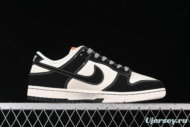 Nike SB Dunk Low Stussy Collaboration - Patchwork Cream Black Swoosh Anniversary Custom Low-Top Casual Skate Shoes - MM1089-023