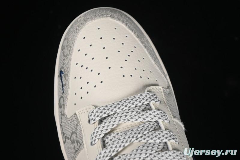 Nike SB Dunk Low Gucci Collaboration - Smoke Blue Anniversary High-End Custom Low-Top Casual Skate Shoes - XX2025-801