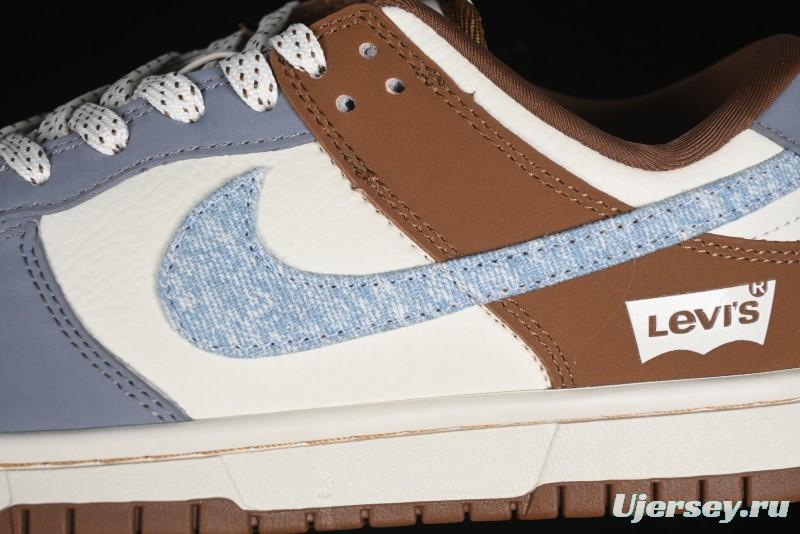 Nike SB Dunk Low Levi's Collaboration - White Grey Brown Anniversary Customized Low-Top Casual Sneakers - JH8310-958