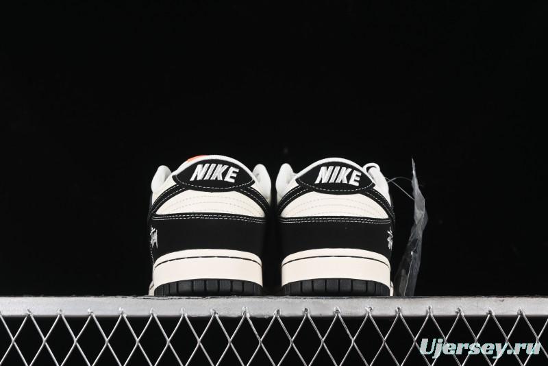 Nike SB Dunk Low Stussy Collaboration - Patchwork Cream Black Swoosh Anniversary Custom Low-Top Casual Skate Shoes - MM1089-023