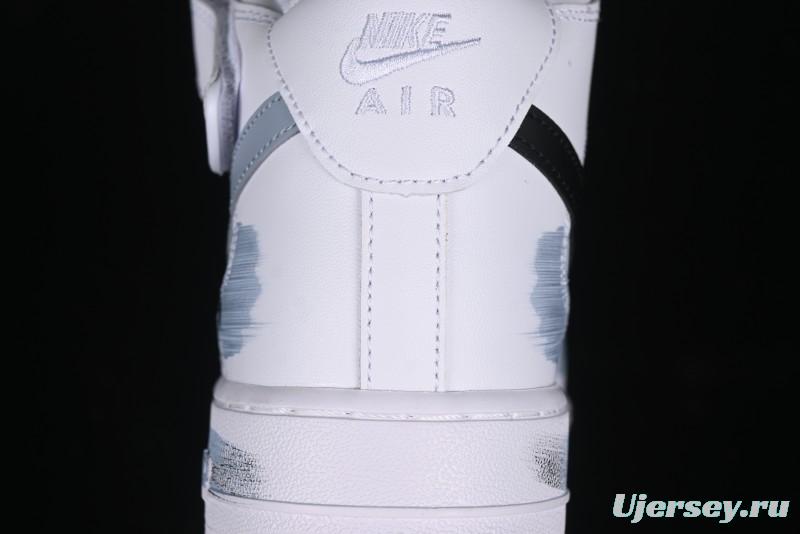 Nike Air Force 1 Mid Custom Hand-Painted Broken Three Hooks Shadow Spray-Painted Strap Mid-Top Casual Sneakers - CW2289-111