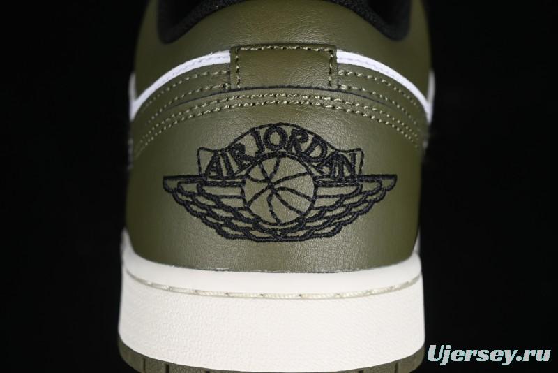 Nike Air Jordan 1 Low "Medium Olive" Casual Sneakers - 553558-092