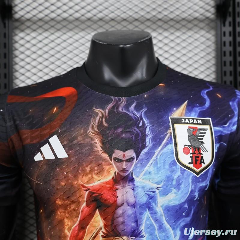Player Version 2025 Japan NA ZHA Black with Fire & Ice Warrior Jersey