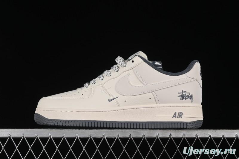 Nike Air Force 1 '07 Low Stussy Collaboration - Light Grey Double Swoosh Casual Sneakers - XZ6188-012