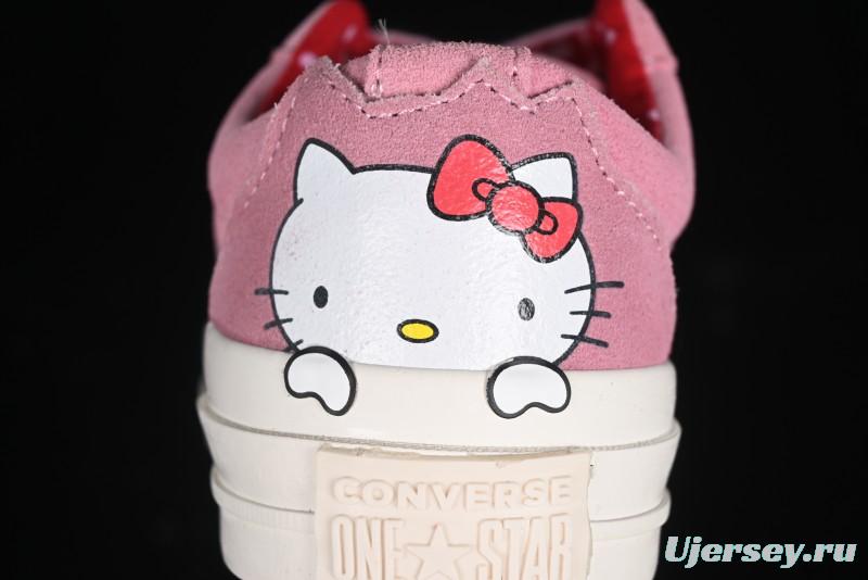 Converse One Star Hello Kitty Collaboration Low Top Casual Sneakers with Embroidered Bow - 362941C
