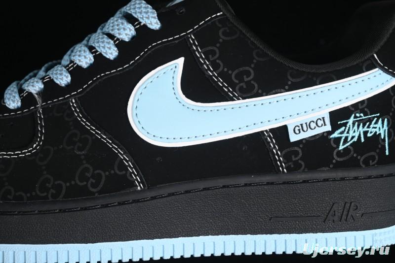 Nike Air Force 1 '07 Low Stussy Collaboration - Black Tiffany Low-Top Casual Sneakers - KK1988-008