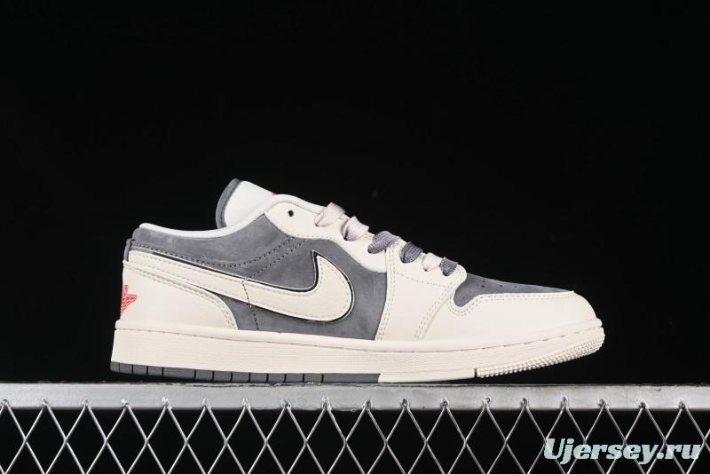 Nike Air Jordan 1 Low AJ1 The North Face Collaboration - Off White Grey Silver Trim Retro Basketball Shoes - SJ9950-039