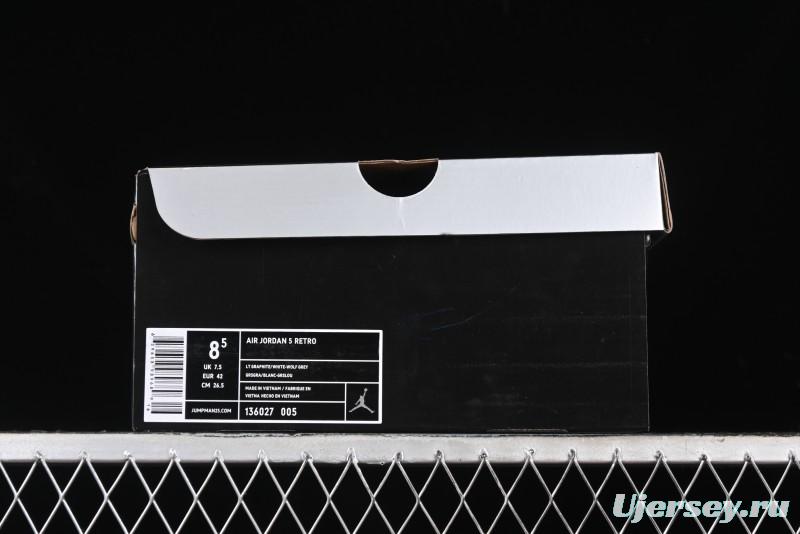 Nike Air Jordan 5 Retro Basketball Shoes with Grey Wolf Colorway - 136027-005