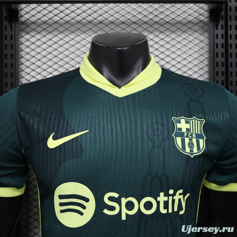Player Version 25/26 FC Barcelona Dark Green with Neon Yellow Trim Jersey