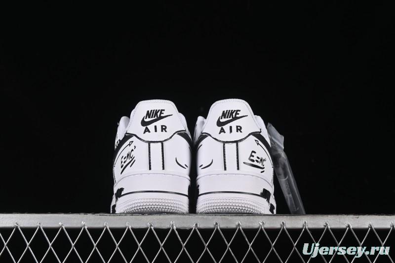 Nike Air Force 1 '07 Low Custom Casual Sneakers with Black and White Manga-Style Hand-Drawn Function Formulas - CT7724-111