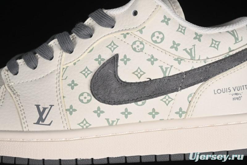Nike Air Jordan 1 Low LV Collaboration Print Off-White Retro Basketball Shoes - WG8850-010
