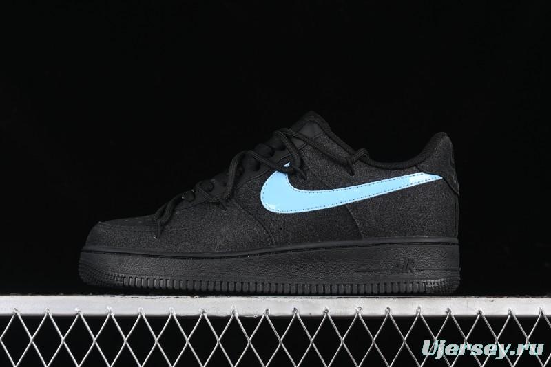 Nike Air Force 1 '07 Low Cleanfit Custom Official Bestseller Black Blue Starry Sky Full Diamond Casual Sneakers - ZH0316-042