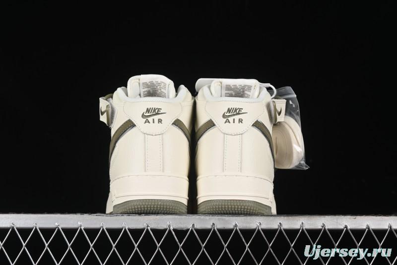 Nike Air Force 1 '07 Mid Military Green Dual-Color Sole Starlight Retro Sneakers - XL0236-231