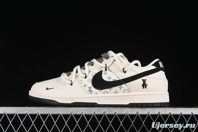 Nike SB Dunk Low Violent Bear Series - Lace-Up Beige with Black Swoosh Anniversary High-End Custom Low-Top Casual Sneakers - SJ2068-291