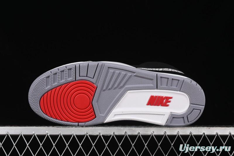 Nike Air Jordan 3 Retro Black Cement Sneakers with Visible Air Cushion - DN3707-010