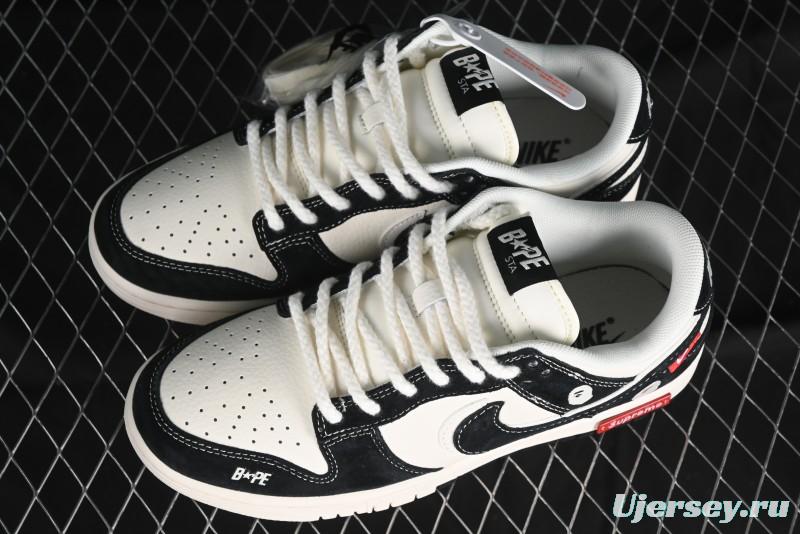 Nike SB Dunk Low Supreme x Bape Collaboration Anniversary Edition Custom Low-Top Casual Sneakers - SJ1089-018