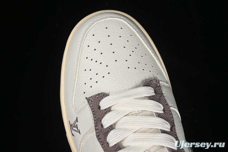 Nike SB Dunk Low LV Collaboration - Beige Denim Swoosh Anniversary High-End Custom Low-Top Casual Skate Shoes - JH8310-957