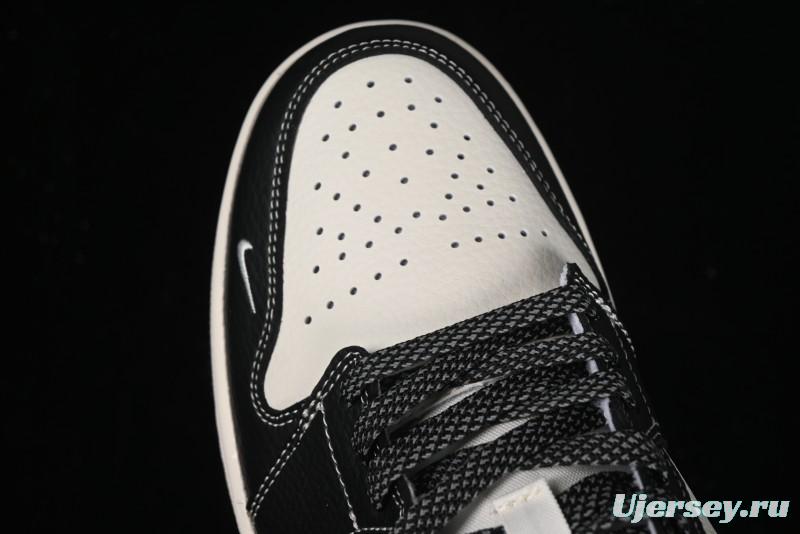 Nike Air Jordan 1 Low Stussy Collaboration - Black Sail Stitched Retro Basketball Shoes - CF3688-023