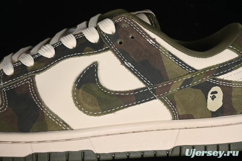 Nike SB Dunk Low Bape Collaboration - Jungle Camouflage Anniversary Custom Low-Top Casual Skate Shoes - CH6336-230