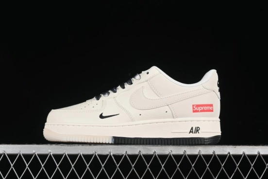 Nike Air Force 1 '07 Low Supreme Collaboration - White Black Two-Tone Low-Top Casual Sneakers - BB7577-217