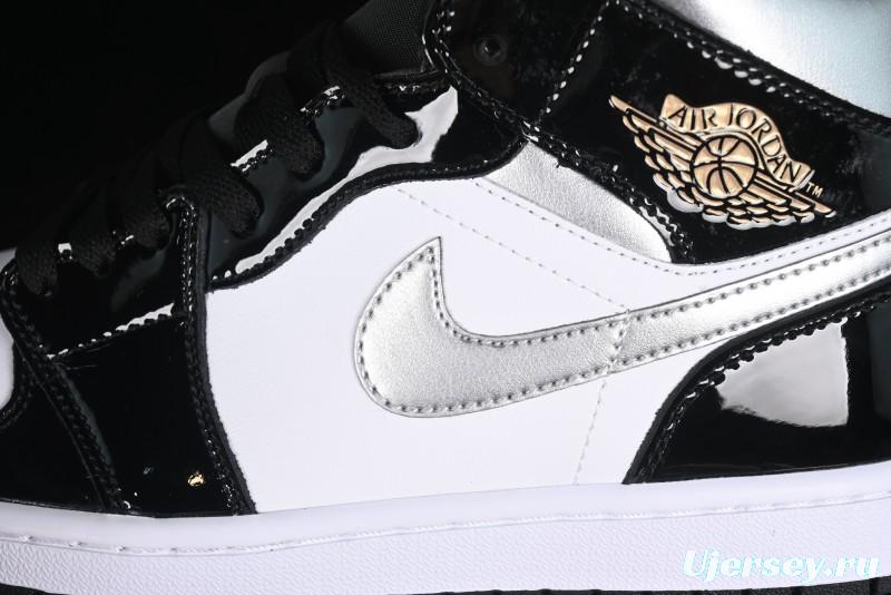 Nike Air Jordan 1 Mid Basketball Shoes White Black Silver - HV0789-010