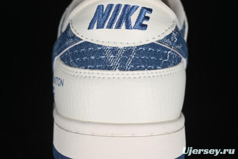 Nike SB Dunk Low LV Collaboration - Light Blue Denim Hook Anniversary High-End Custom Low-Top Casual Skate Shoes - JH8310-955