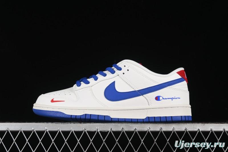 Nike SB Dunk Low Champion Collaboration - Blue Swoosh Anniversary Custom Low-Top Casual Skate Shoes - KK1333-001