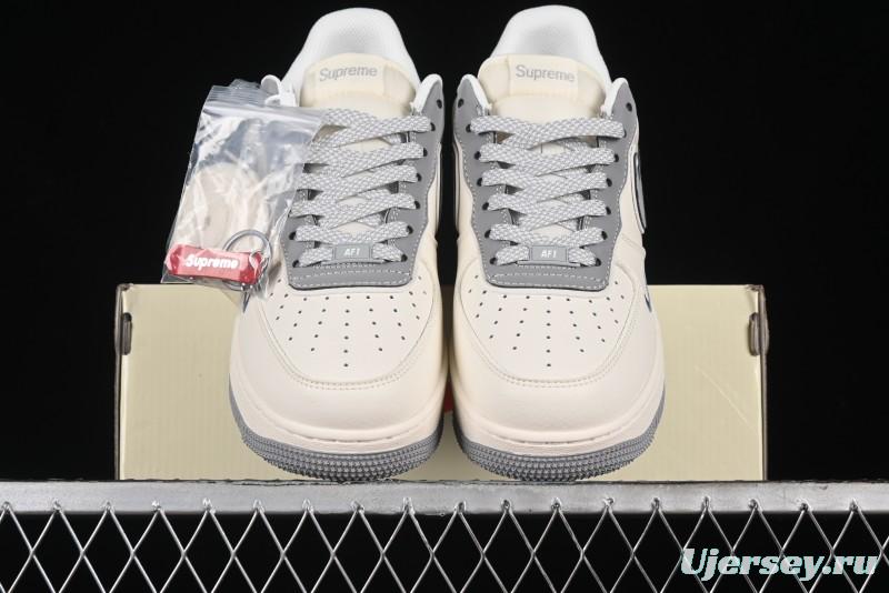 Nike Air Force 1 '07 Low Stone Island Supreme Collaboration Off-White Star Grey Low-Top Casual Sneakers - BB1616-303