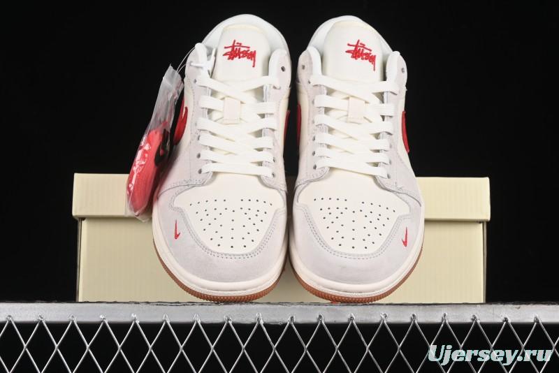 Nike Air Jordan 1 Low Stussy Collaboration - Pink Pig Retro Low-Top Basketball Shoes - SJ9950-023