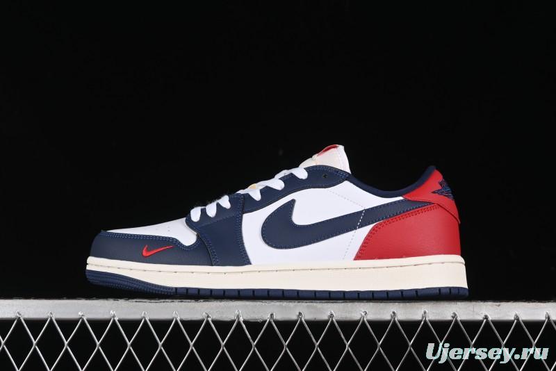 Nike Air Jordan 1 Low OG "Howard University" Casual Sneakers with Blue Toe and Red Heel - HQ2993-100