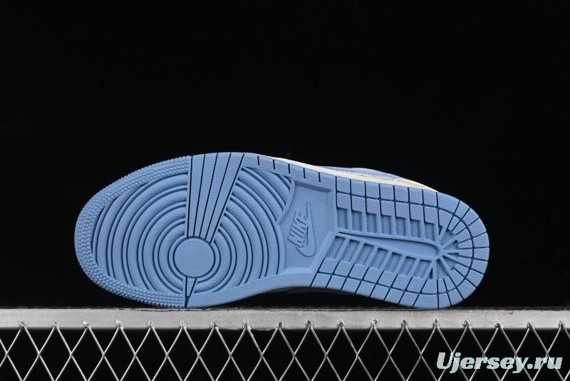 Nike Air Jordan 1 Low LV Collaboration - Light Blue Print Retro Basketball Shoes - WG8850-008