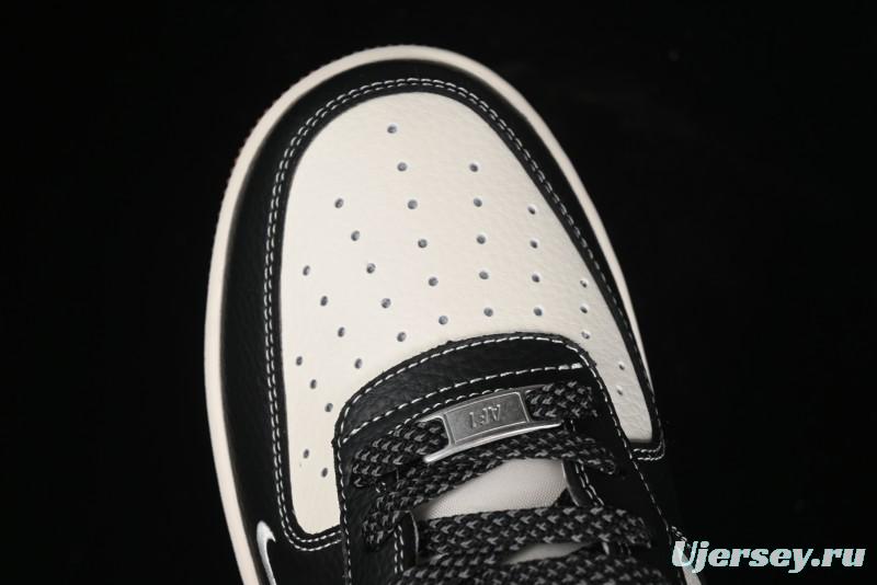 Nike Air Force 1 '07 Low Stussy Collaboration - Black Gum Marked Swoosh Low-Top Casual Sneakers - XZ9688-001