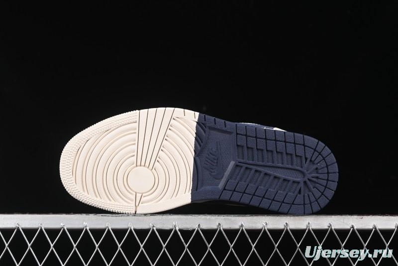 Nike Air Jordan 1 Low Supreme Collaboration - Deep Blue Two-Tone Sole Retro Basketball Shoes - SJ9950-020