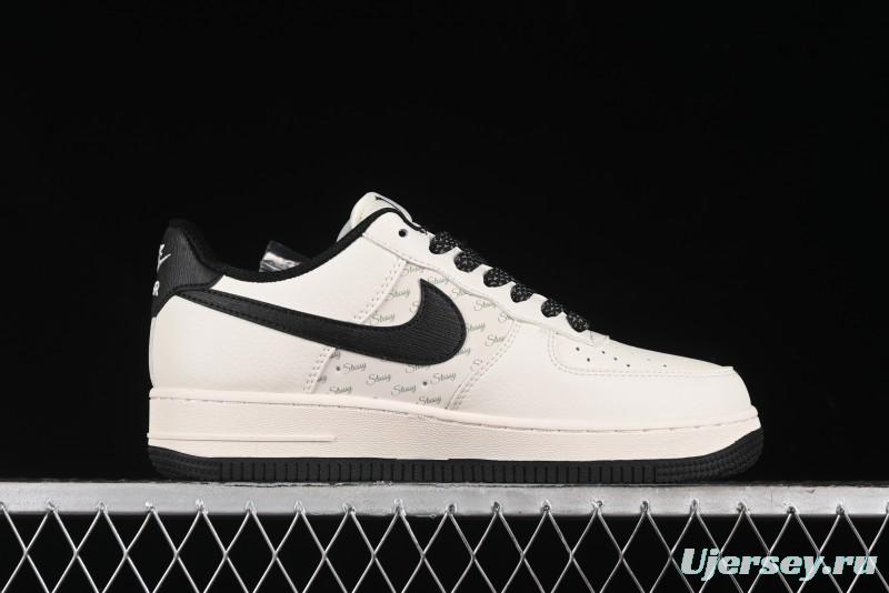 Nike Air Force 1 '07 Low Stussy Collaboration - White Black Low-Top Casual Sneakers - XZ3328-001