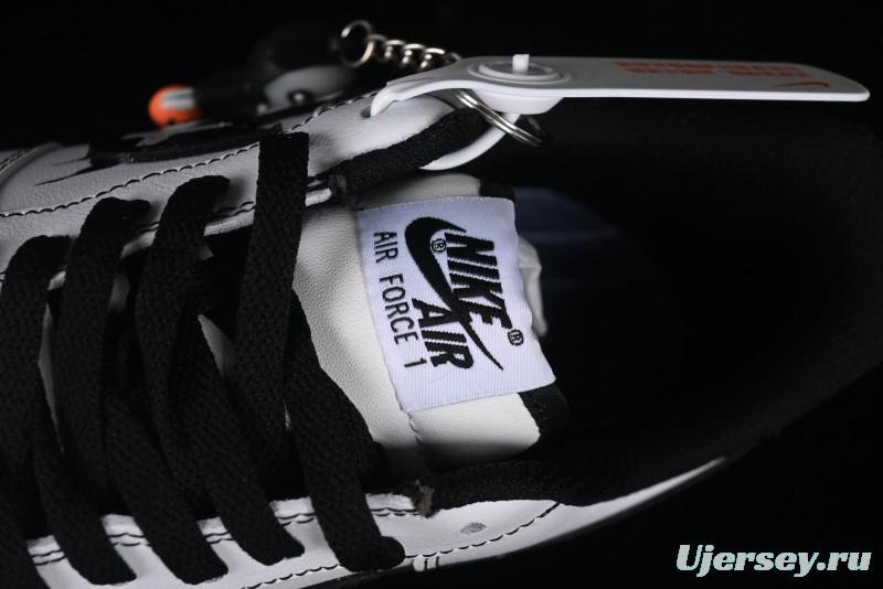 Nike Air Force 1 '07 Low Casual Sneakers with Black and White Hand-Drawn Anime Design - CT2585-100